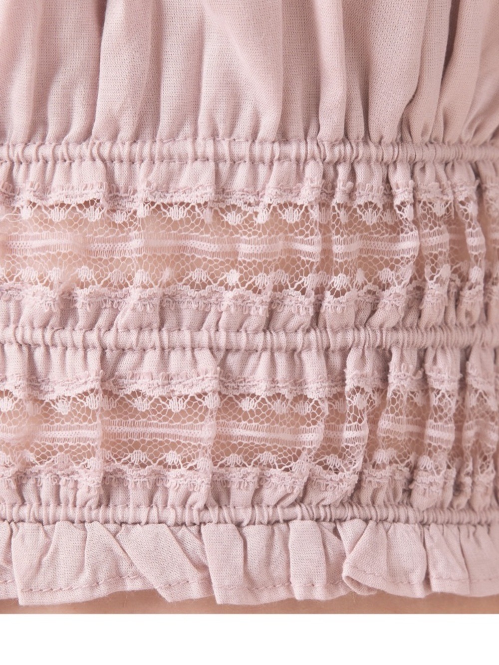 AllSaints Blush Pink Smocked Cropped Tank Lace Straps Size 8 - Picture 6 of 6